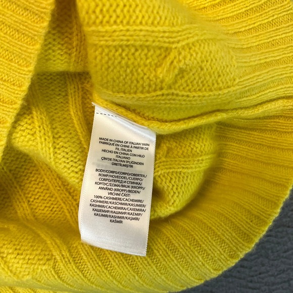 Polo Ralph Lauren Cable Knit 100% Cashmere Sweater Yellow Crew Neck Size Medium - Picture 4 of 8